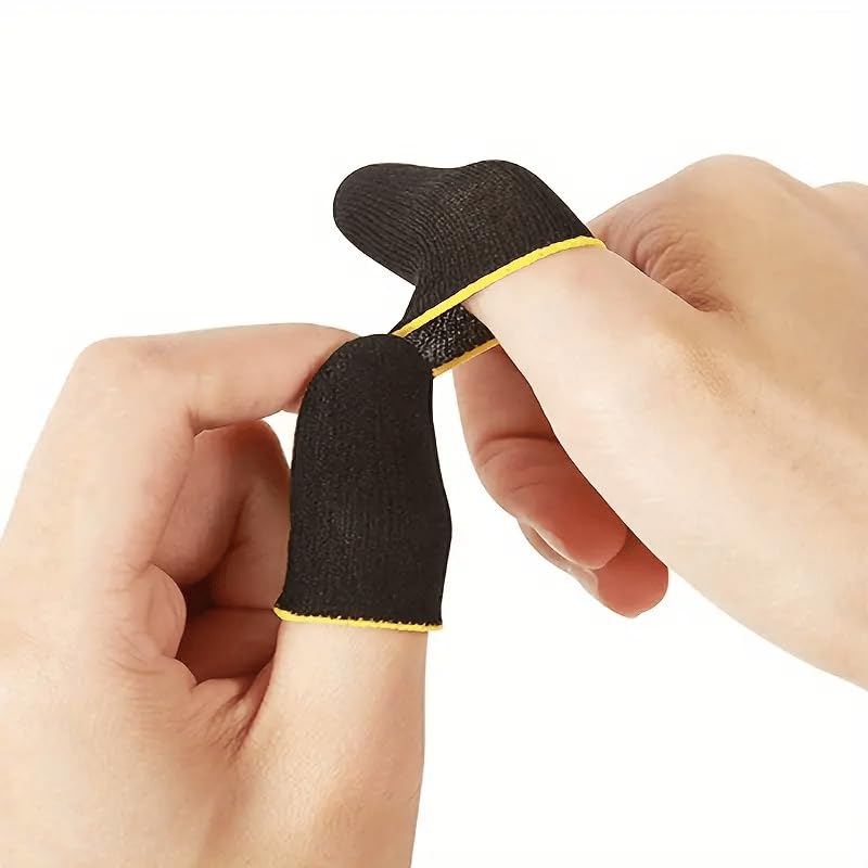 4PCS Breathable Gaming Finger Sleeves - Anti-Sweat Conductive Touchscreen Covers for Smooth Mobile Gaming (Yellow) YELLOW