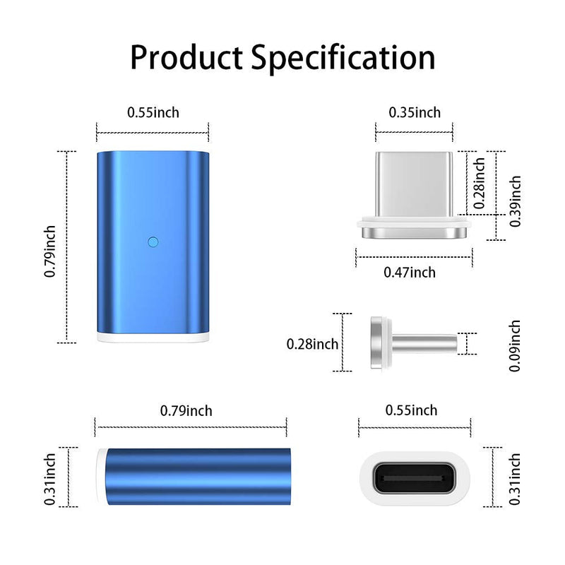 NetDot Gen10 Magnetic Fast Charging USB-C to USB-C Adapter Converter Compatible with Type-c Smartphones(3 Pack Blue) 3