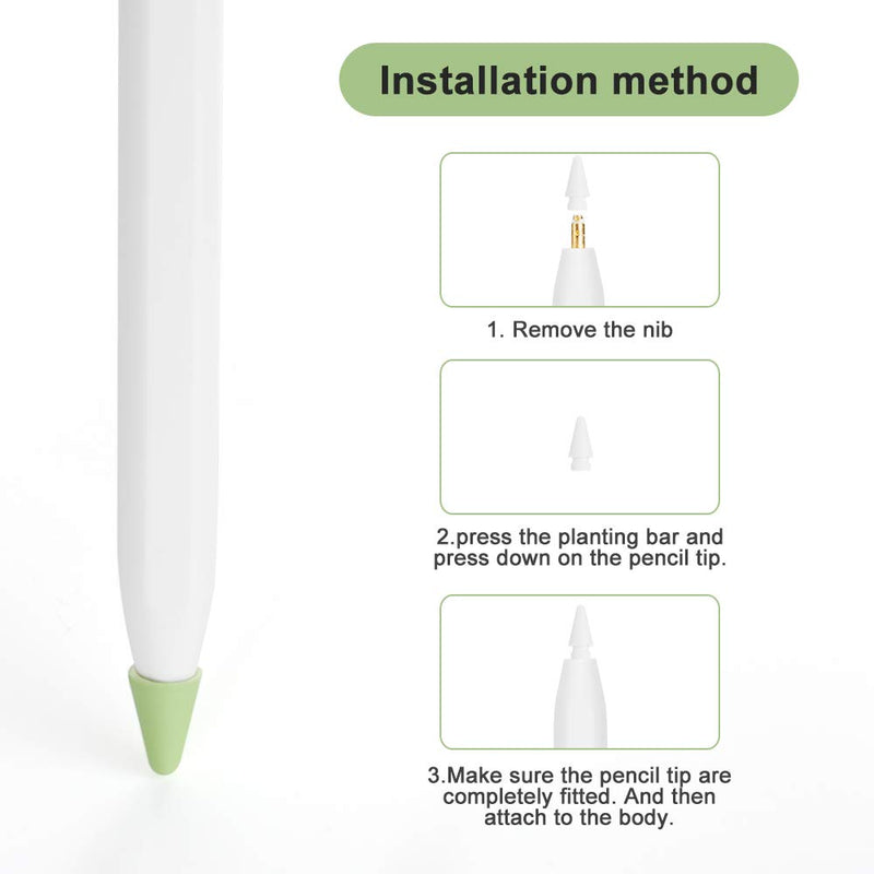 ZALU Silicone Nibs Cover Writing Protection for iPad Pencil Compatible with Apple Pencil Tips (2nd Gen) (Pink+Mint Green+White+Yellow+Matcha Green) Pink+Mint Green+White+Yellow+Matcha green