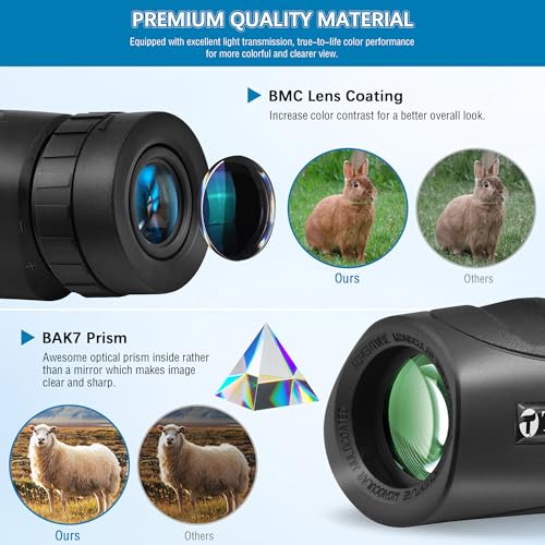 10x25 Waterproof Compact Monocular - Bundle with - Smartphone Telescope Adapter Camera Mount