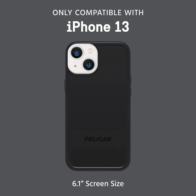 Pelican Protector Series - iPhone 13 Case 6.1" [Compatible with MagSafe] Magnetic Phone Case w/Anti-Scratch Technology [15ft MIL-Grade Drop Protection] Rugged, Heavy Duty Cover for iPhone 13 - Black Protector Black