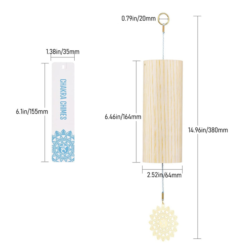 Chakra Chimes Natural Bamboo Wind Chimes Meditation Chord Windchime Wind Bell for Home Decoration Zen Mindfulness Throat Chakra