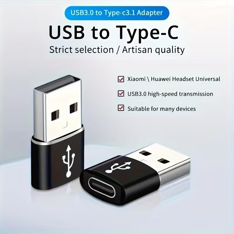 2pcs USB C to USB Adapter Type-C Female to Type A Male Port Converter Data Charging OTG Adapter for USB Devices (Black,2pcs) Black 2pcs
