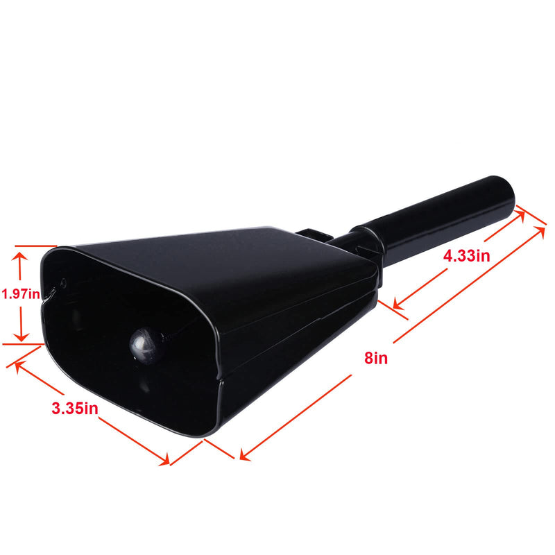 [AUSTRALIA] - 8’’ Steel Cow Bell with Handle, Noise Maker Cowbell, Cheering Loud Hand Call Bell for Sport Events Football Soccer Hockey Baseball Basketball Games Party Concert Graduations School Wedding Farm Ranch 8inch-black 
