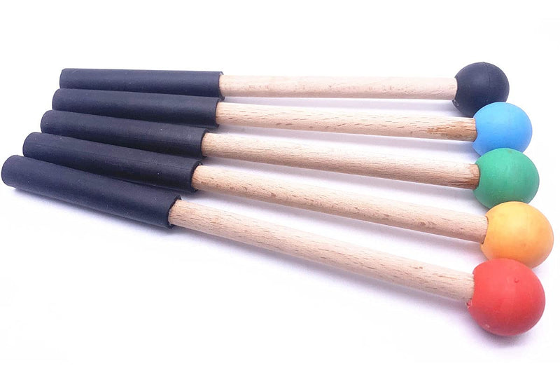 8 Inch Rubber Head Percussion Mallets Sticks for Tongue Drum, Xylophone,Glockenspiel, Woodblock, Bell Pack of 2 Blue