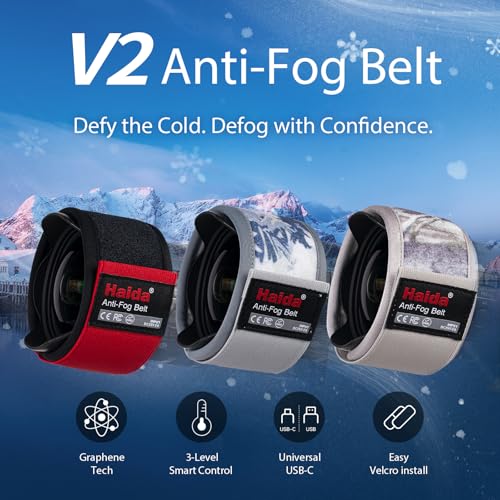 Haida V2 Anti-Fog Lens Heater Warmer Demisting Belt Lens Heater Uniform 3 Settings Heat Modes USB Support（Red） Red