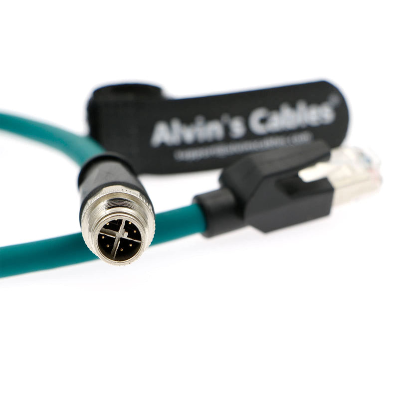 Alvin's Cables M12 8 Pin Male to RJ45 Shielded Ethernet Cable M12 X Coded 8 Position Cat6a Cable for Cognex Industrial Camera 8M/26ft 8M/26.2FT Straight 8 Pin Green