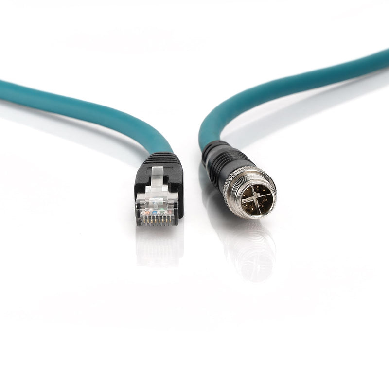 M12 8‑Pin X‑Code Male to RJ45 Cat7e 10Gbps Shielded GigE Cable, 8M (26.2Ft) – High Flex PROFINET/EtherNet/IP Industrial Cord for Cognex, Basler, Vision Sensor, PLC – Dark Green Straight X-code,Dark green