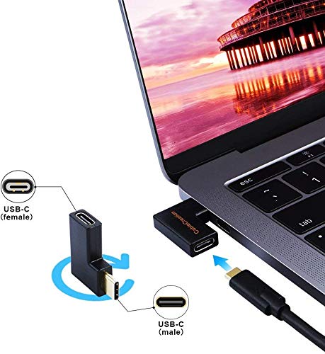 USB C Male to Female Adapter(3A/10G), CableCreation Right&Left Angled 90 Degree USB 3.1 Type C Male to Female Extension Adapter for MacBook Pro, Surface Book 2, Galaxy S22/S10/S9/S9 Right & Left Angle