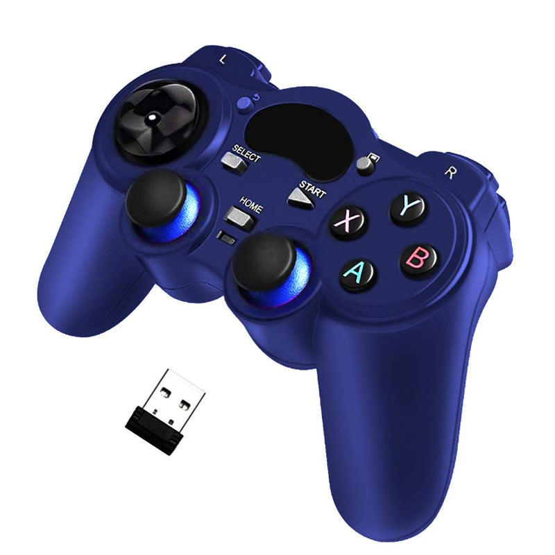 USB Wireless Gaming Controller Gamepad for PC/Laptop Computer(Windows XP/7/8/10) & PS3 & Android & Steam (Blue)