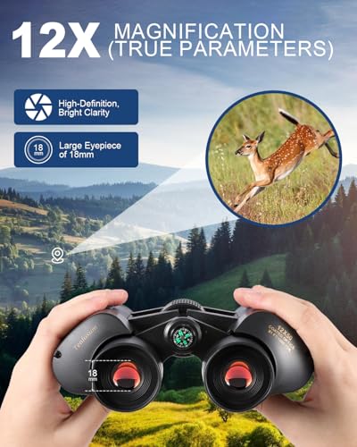 12x50 Binoculars with Built-in Compass & Phone Adapter