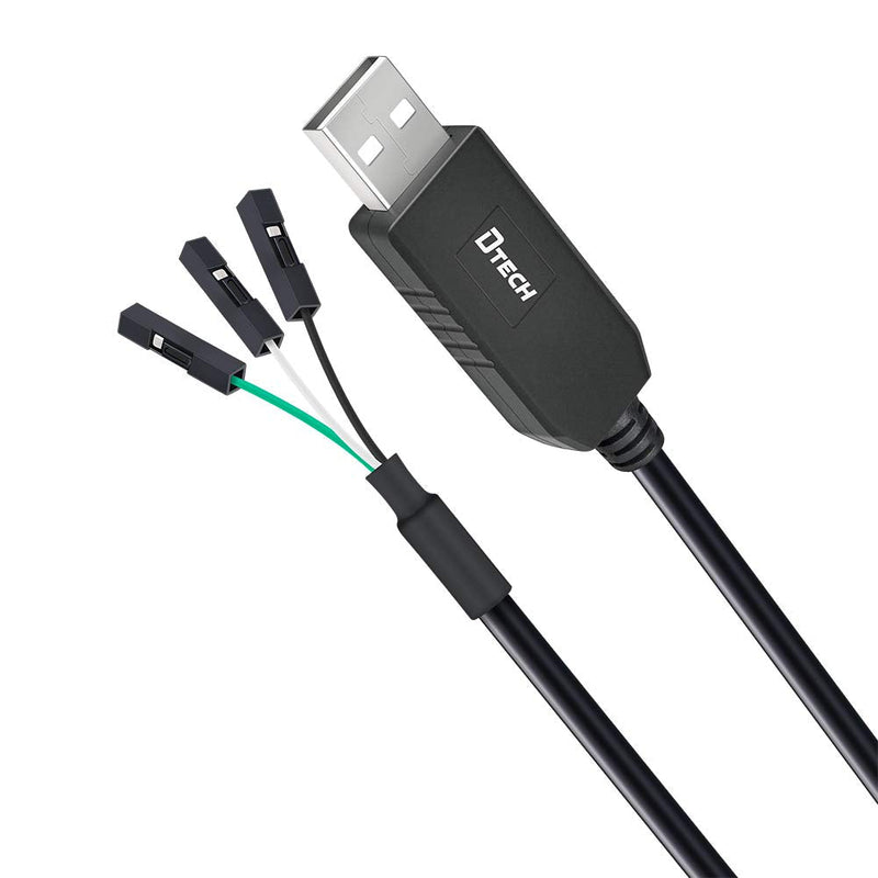 DTECH 3ft USB to TTL Serial Cable 3.3V 3 Pin TX RX Signal UART Adapter Debug Cord Compatible with Windows 11 10 8 7 Linux MAC OS Genuine FT232RL Chip 3Pin 3v3 2.54mm Dupont Female Header (Pack of 2) 6ft/1.8m (Pack of 2)