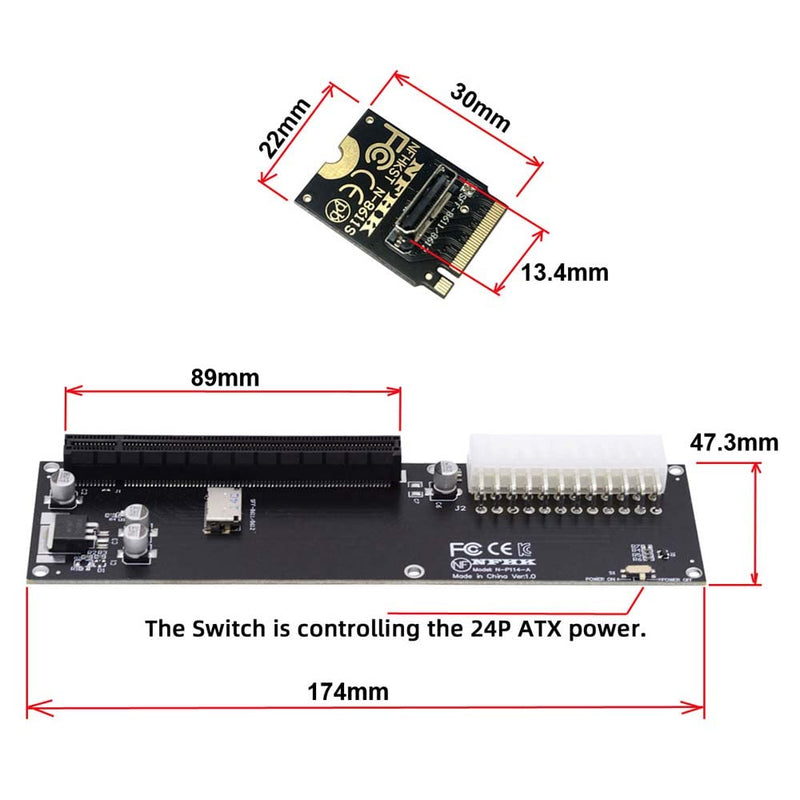 cablecc PCI-E 3.0 M.2 M-Key to Oculink SFF-8611 SFF-8612 Host Adapter for GPD Win Max2 External Graphics Card & SSD SFF-8612 4X to PCI-E 16X