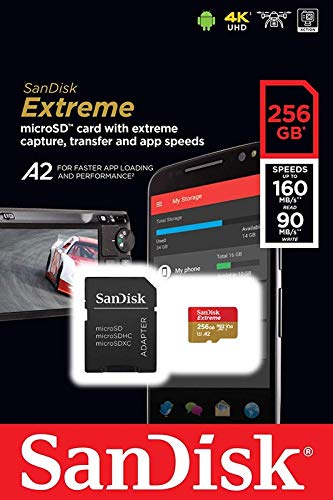SanDisk 256GB Extreme UHS-I microSDXC Memory Card with SD Adapter