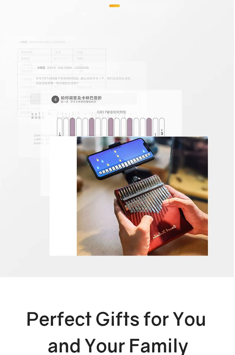 [AUSTRALIA] - Smart Kalimba with APP Tuning Hammer Thumb Piano 17 Keys Portable Finger Easy-to-Learn Musical Instrument Beginner Kids Adult Christmas Gift (Claret Red) Claret Red 