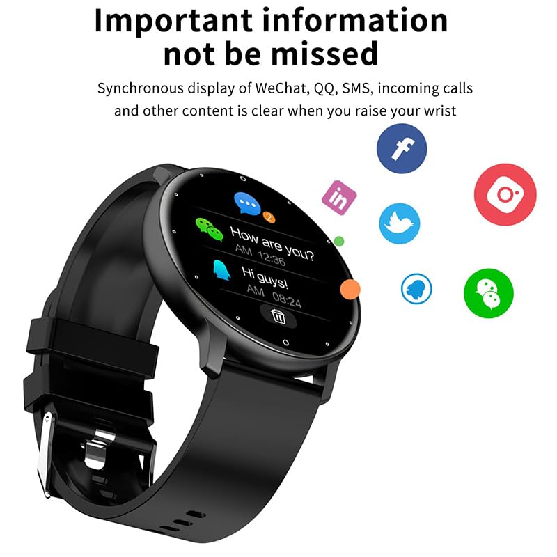 LAKEYLOYI Smart Watch Men Women (Answer/Make Calls), Fitness Watch with 100+ Sport Modes, IP67 Waterproof/Heart Rate/Sleep Monitor, Smart Watches for iOS/Android with 2 Bands Black
