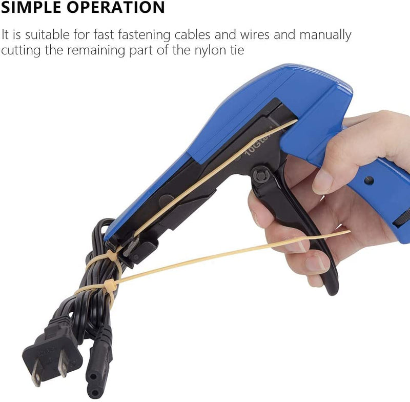 10Gtek Cable Tie Gun - Fastening and Cutting Tool with Handle Special for Nylon Cable Tie Fasten and Cut Cables in Blue