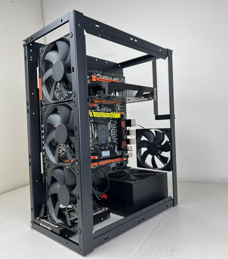 PC Test Bench, Open Air PC Case, Open Frame Computer Chassis, Techbench Server Rack Mount PC Case for E-ATX ATX MATX EATX X79 X99 Micro ATX Motherboards (Stackable)