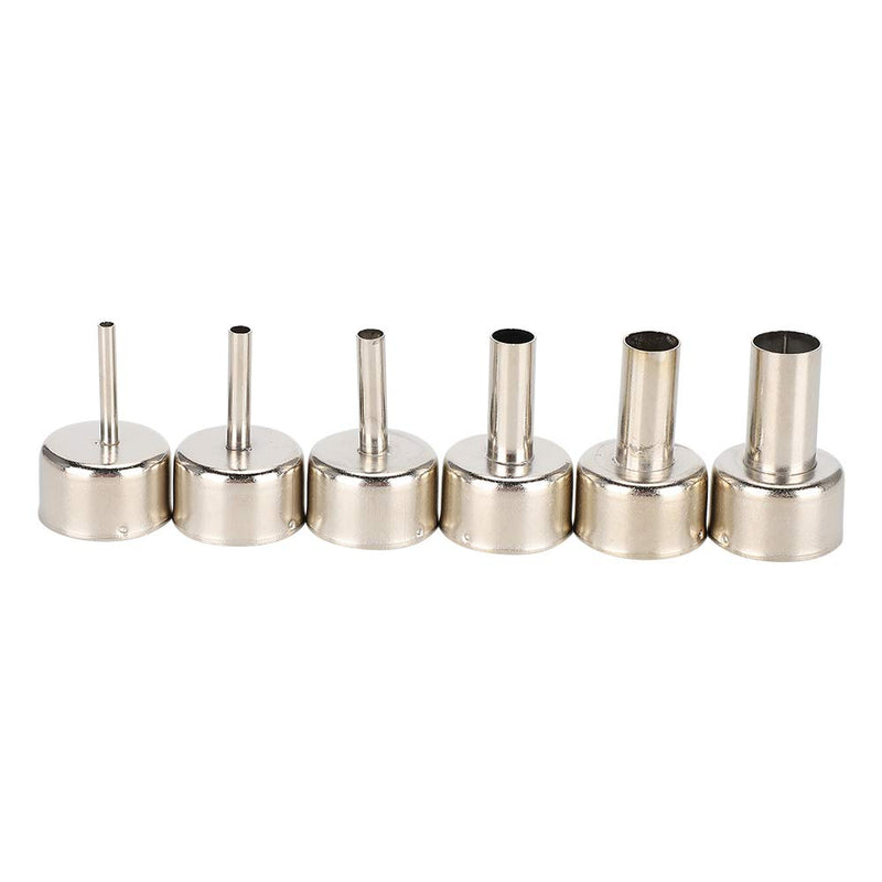 6pcs Hot Air Gun Nozzle 858 Heat Gun SMD Rework Station Accessory 3/4/5/8/10/12mm,Hot Air Gun Nozzle Satisfy Various Soldering and Repair Requirement.