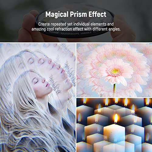 NEEWER 58mm Kaleidoscope Prism Lens Filter, Photography Prism Crystal Glass Effect Filter with Multi Refraction and Variable Number of Photographic Subjects, 10102501