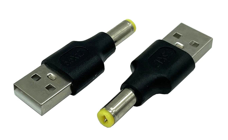 Dafensoy USB to DC Adapter, 2-Pack USB 2.0 A Male to DC 5.5 x 2.5mm Male Power Adapter for Charging Electronic Devices with DC or USB Ports (USB M/5.5x2.5) USB M/5.5x2.5