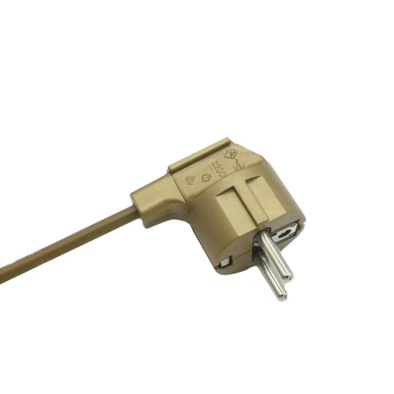 Power Cable with Plug and Switch 2 Metres Gold Connection Cable Power Cable with Cord Switch and Angled Plug 3 x 0.75 mm² 250 V G Length 2000 mm