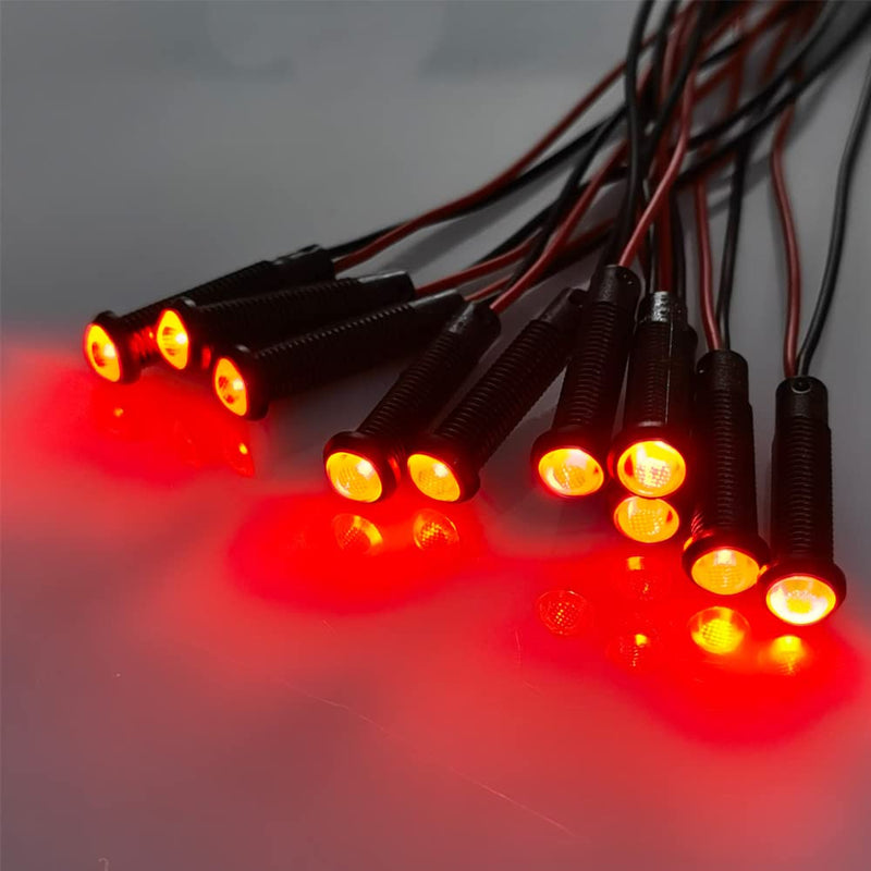 10pcs LED Plastic Indicator Pilot Light AC/DC 12-24V Mounting Hole Size 6mm(Red) red/12-24V/black shell