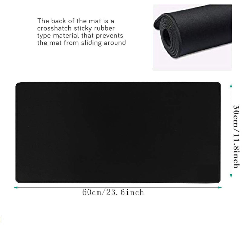 HIHUHEN Gaming Mouse Mat/Mouse Pad 23.6x11.8x0.12Inch | XXL Mouse pad | Table mat/Large Size | Improved Precision and Speed | Rubber Base for Stable Grip on Smooth Surfaces Non-Slip (60x30Black004) 60x30Black004