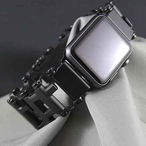 Link- watch adapter compatible with LEATHERMAN TREAD LT - Black (compatible with Apple watch 44mm/ 42mm, Black, TREAD LT)
