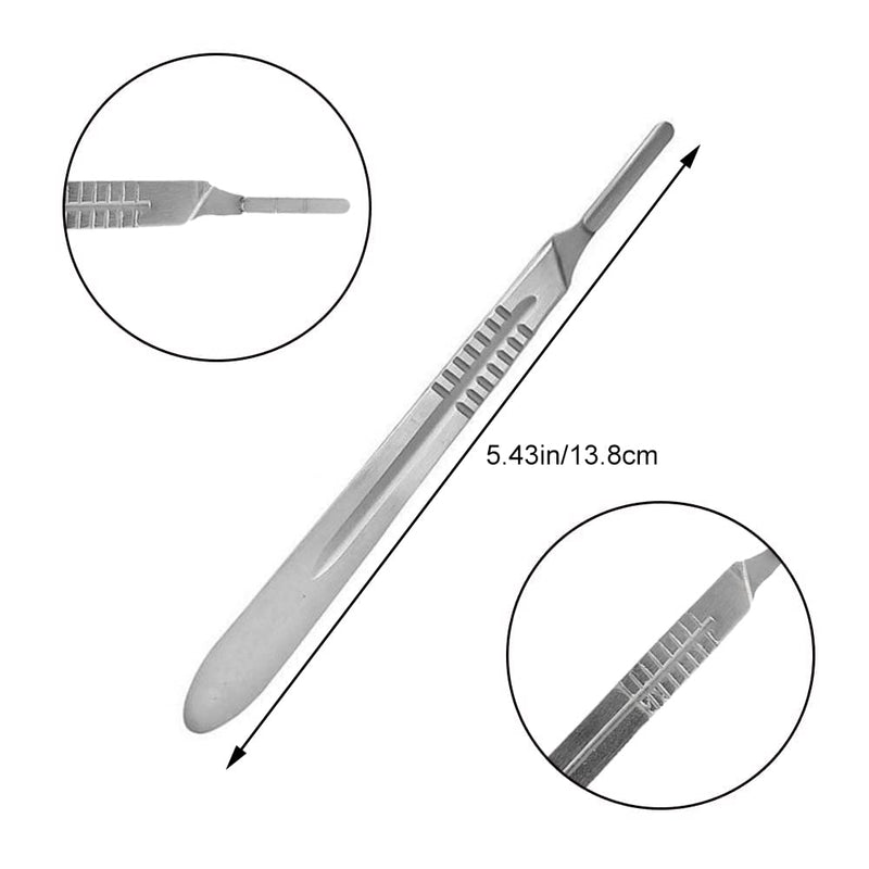 Scalpel Blades, Scalpel Foot Care, Scalpel Blades, Scalpel Holder No. 4 Rustproof, Pack of 10 Scalpel Blades Made of Carbon Steel - Replacement Blades Individually Sterile Packed + Scalpel Holder - No. 24, Silvery