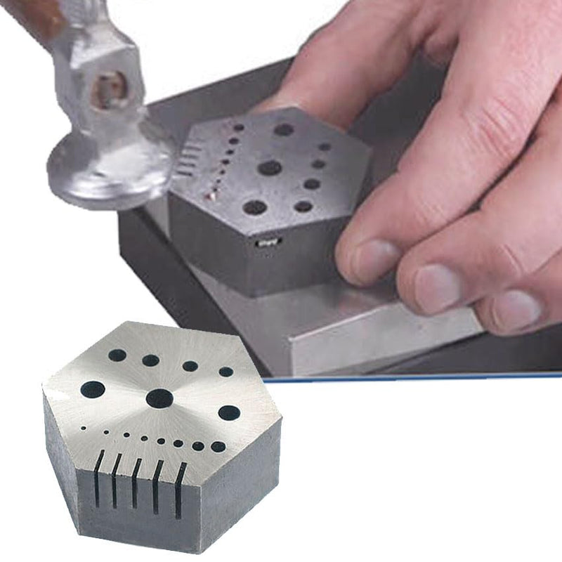 [AUSTRALIA] - Hexagonal Steel Riveting Anvil Block 7/8" Thick Multi-Functional Bench Hex Steel Block Drilling Jewelry Watchmakers, Craftsman 