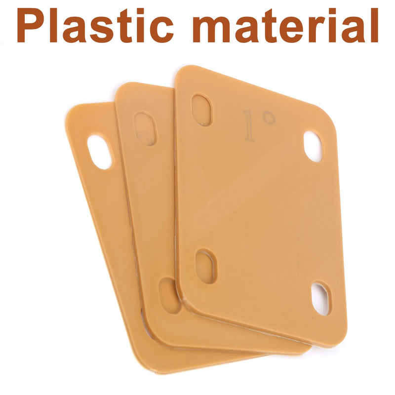 3pcs Guitar Neck Shims, Plastic Guitar Neck Plate for Guitar Neck Protection with 3 Taper 0.25°, 0.5° and 1° Guitar Neck Gasket for Bass Electric Guitar Neck Protection and Repair (Khaki)