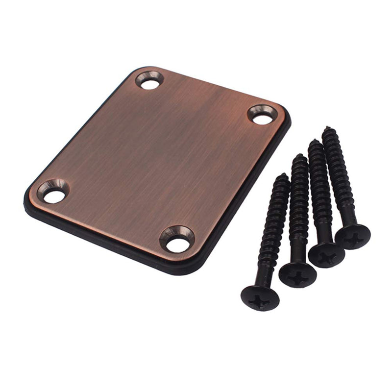 2pcs Electric Guitar Neck Plates with 4pcs Screws for Tele Guitar Jazz Bass Replacement Parts Accessories (Bronze) Bronze
