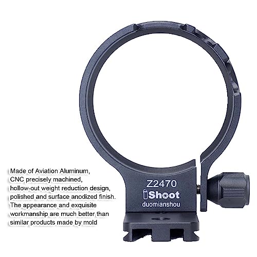 iShoot Lens Collar Tripod Mount Ring Compatible with Nikon Nikkor Z 24-70mm f/2.8 S Lens, Lens Support Holder Bracket Bottom is Arca-Swiss Fit Quick Release Plate Dovetail Groove
