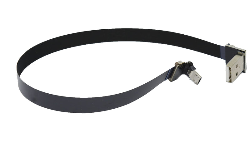 LY tech Short Flat Slim Thin Ribbon FPC Micro USB Male 90 Degree Angled up to Standard USB A Male 90 Degree Angled for sync and Charging Black (30CM Micro USB 2 to Standard USB A Down) 30CM MICRO USB 2 to Standard USB A DOWN
