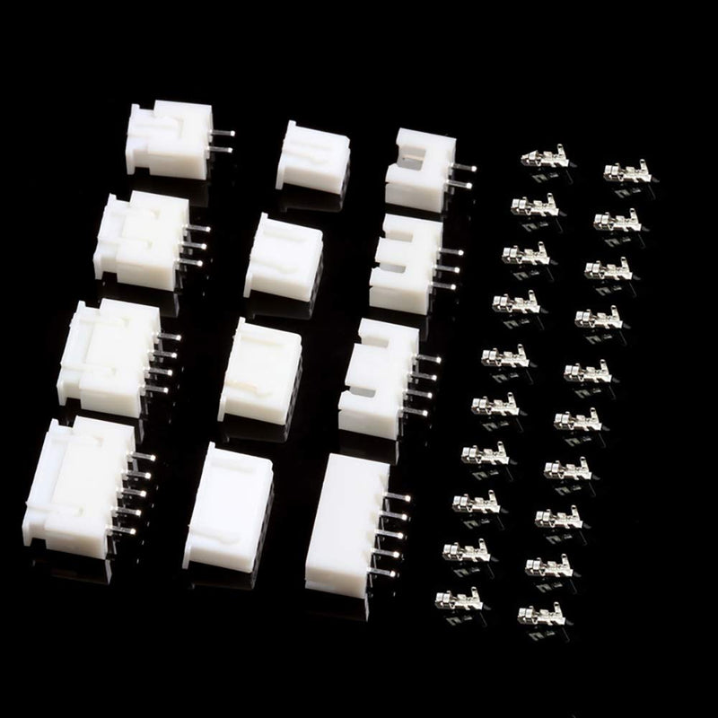 YIXISI 460 Piece JST Connector Kit, JST-XH, 2.54 mm Pitch Female Pin Header, JST Adapter Cable Plug, JST Male and Female Connector (2/3/4/5/6 Pin) White-Jst Xh