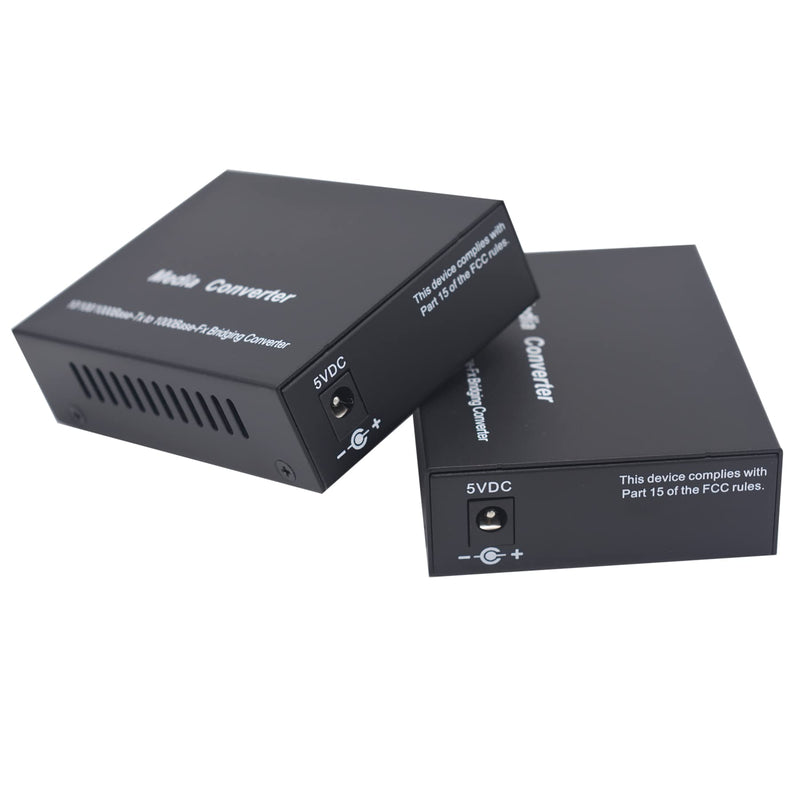 Single Mode Gigabit Fiber Media Converters LC -2 SFP Transceiver SM up to 20Km (12.4 Miles) Wavelength 1310nm/1550nm, LC to UTP Cat5e 10/100/1000 RJ-45 –Gigabit Ethernet Speed, A Pair SM 20Km, LC, Single Core