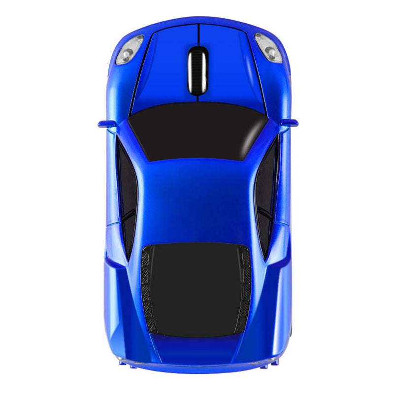 Wireless Mouse, 2.4GHz Cool Sport Car Shape Wireless Mouse Optical Cordless Mice with USB Receiver for PC Laptop Computer Notebook 1600 DPI-Blue blue