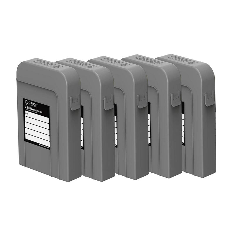 ORICO 5 Packs 3.5inch Hard Drive Case Protective Box Storage Case Cover Organization Shell for Shockproof Slashproof and Dustproof for Gray-PHI-5S PHI-GY 3.5 inch