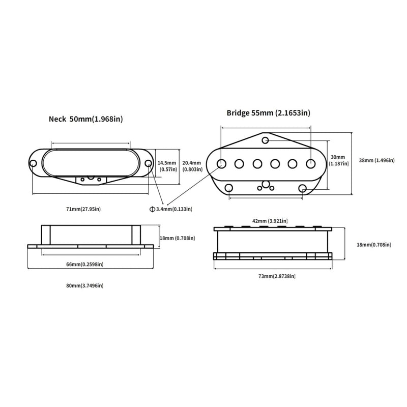 Pro TL-60S Vintage Alnico 5 Single Coil Neck Pickups for FD Tele Style Electric Guitar, Gold pickup neck