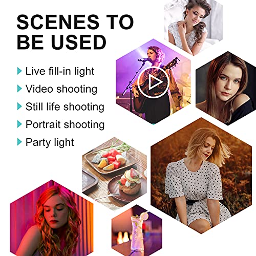 GVM RGB Video Light 3000mAh Rechargeable LED Lighting CRI 97+RGB+Bi-Color Double Sided LED Photography Light 2700K-6500K 360°Full Color Double Sided led Video Light for Photography, Vlogging gvm led light
