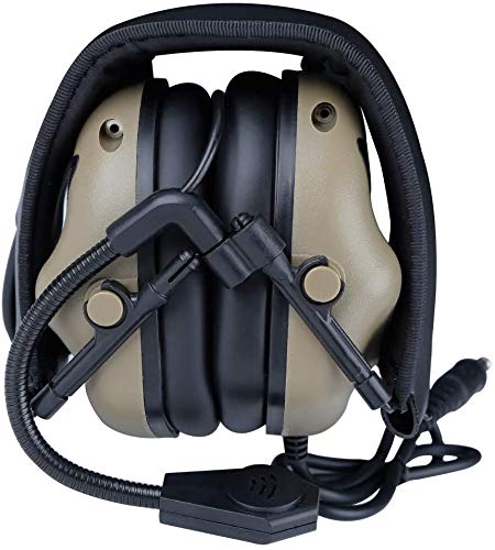 ATAIRSOFT Tactical Headset Wargame Hunting Headphone for Military Walkie Talkie Without Noise Cancellation Function Tan