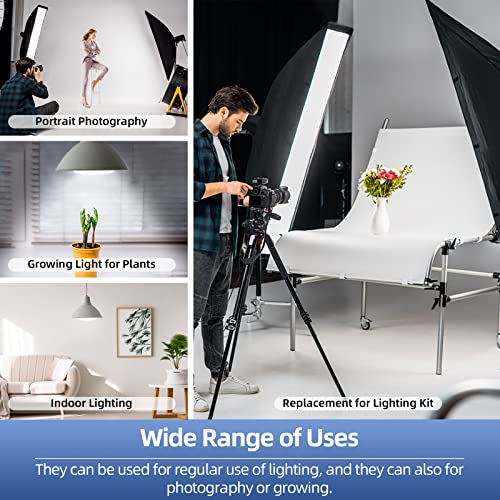 175W Photography Light Bulb Dimmable Tricolor LED Bulbs 3000-6700K Color Softbox Bulb in E27 Socket for Photography Photo Video Studio Lighting White Warm Cold 2 Pack 2 Packs