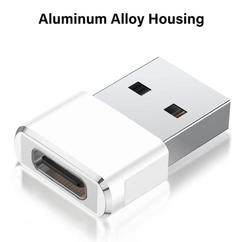 USB C Female to USB Male Adapter 2 Pack,Type A Charger Cable Power Converter for Apple iWatch Watch Series 7 SE,iPhone 11 12 13 Pro Max,iPad Air 4 4th 5 5th Mini 6 6th Generation,Samsung Galaxy Tab S8 White