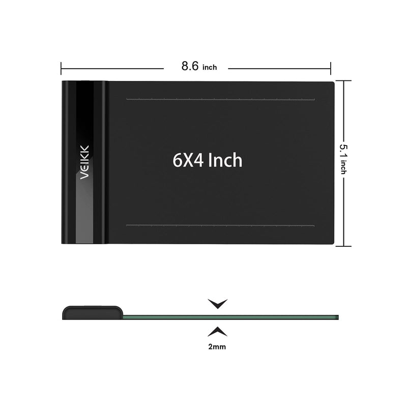 VEIKK S640 Graphics Drawing Tablet,6x4 Incht Portable OSU Tablets | With 8192 Levels Battery-free Stylus Pen, For Drawing,Online class/E-learning/Signature Pad 6 x 4 Inch