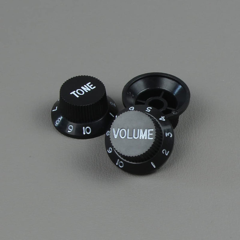 FLEOR Speed Control Knobs 1 Volume 2 Tone Guitar Knob Set Fit Fender Strat Style Electric Guitar Parts, Black