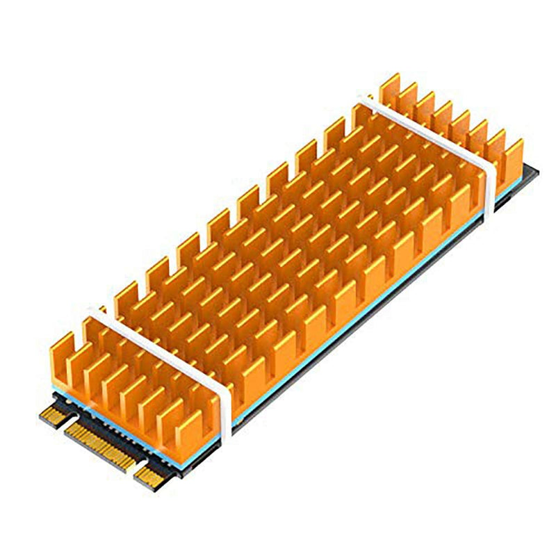 M.2 SSD Heatsink with Thermal Conductive Adhesive Film Anti Thermal Bleed Heatsink Heatsink CPU IC Chip Circuit Board for LED Amplifier Aluminum 70mm×22mm×6mm (2pcs, Gold)