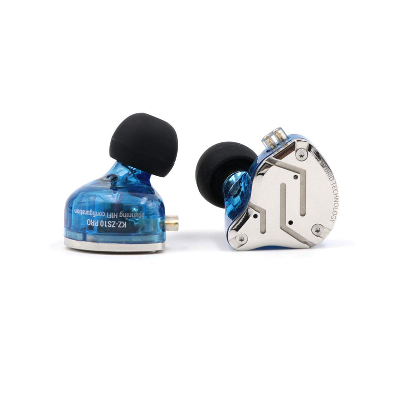 Linsoul KZ ZS10 Pro in Ear Earphones(with Mic, Blue) +Tripowin Zonie 16 Core Cable (Recessed 2pin, 3.5mm, Grey)