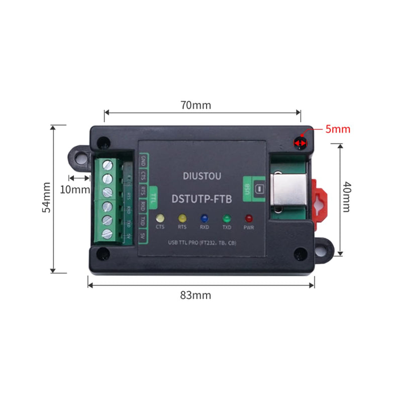 FT232 Chip USB to TTL Serial Module Bidirectional Conversion Power Isolation & Digital Isolation Transmit Data More Stable ABS DIN Case Easy Installation 3M Baud Rate Fast Speed