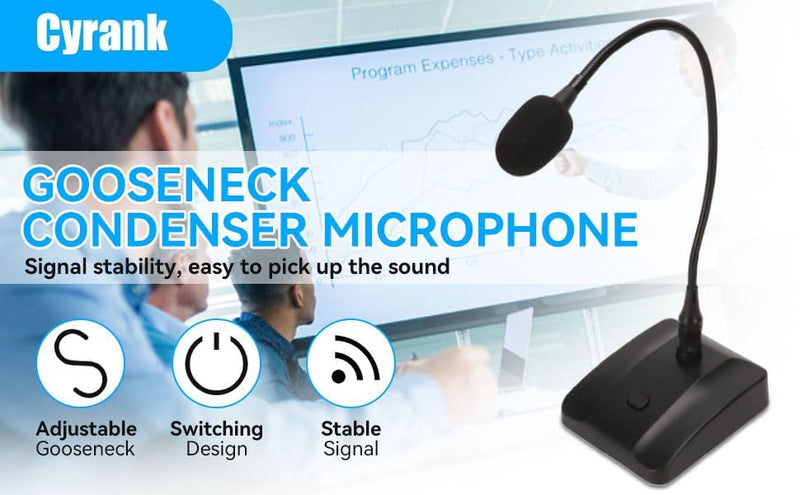 [AUSTRALIA] - Gooseneck Condenser Microphone, 6.35mm Wired Microphone with Mute Button Desktop Microphone Computer Mic Podium Microphones Desktop Paging Mic Corded Voice Mic for Meetings Lectures Recording 